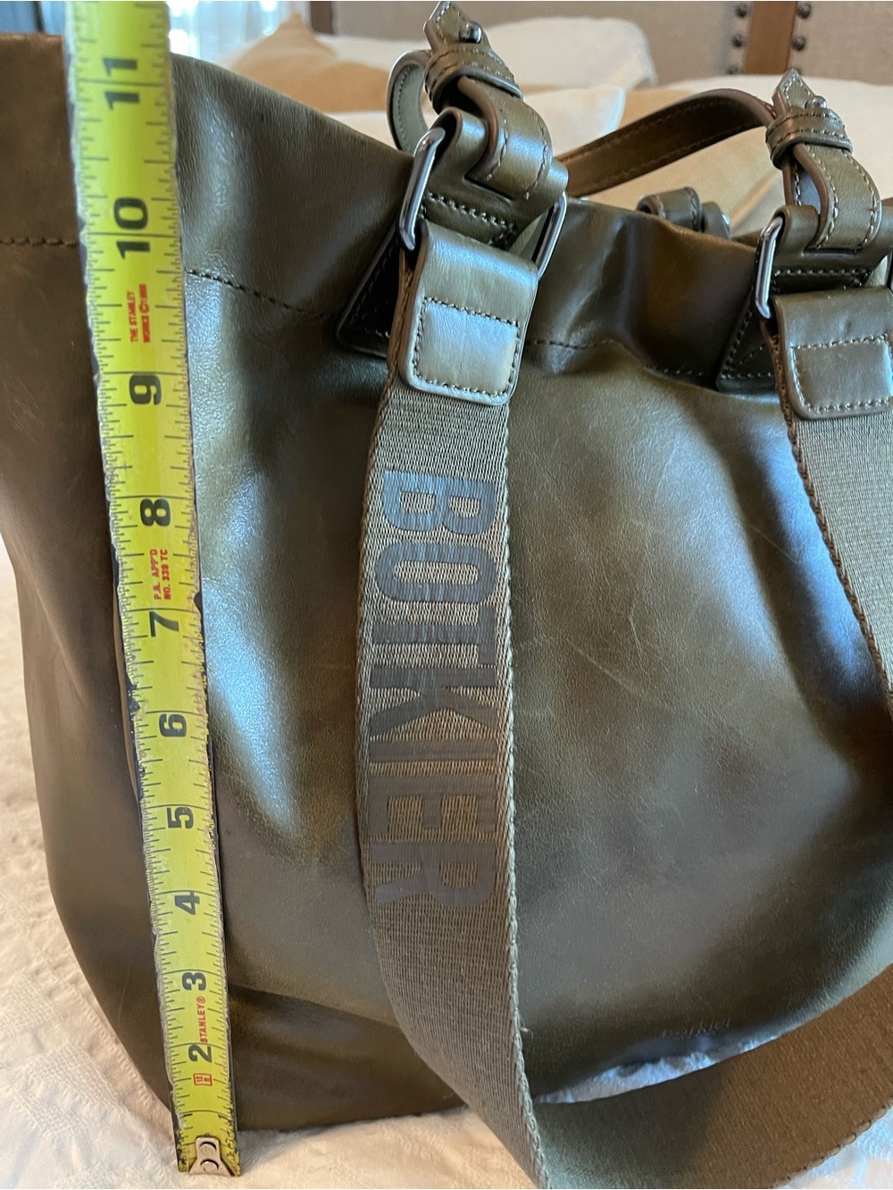 BOTKIER Bedford Tote Satchel Leather Bag Truffle Green Brown Purse Handbag - Picture 3 of 8